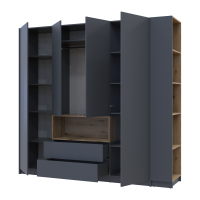 Шкаф для одежды с нишей и этажеркой Дэйл Графит/Дуб Эвок 4 ДСП 234х52х220 (44900339)