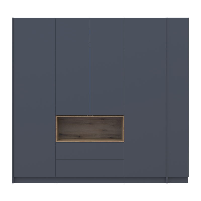Шкаф для одежды с нишей и этажеркой Дейл Графит/Дуб Эвок 4 ДСП 234х52х220 (44900339)