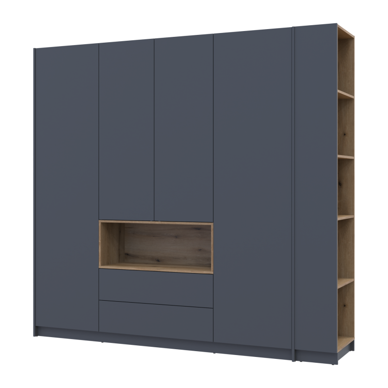 Шкаф для одежды с нишей и этажеркой Дейл Графит/Дуб Эвок 4 ДСП 234х52х220 (44900339)