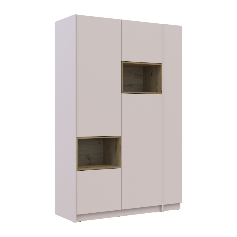 Шкаф для одежды с нишей и этажеркой Дэйл Кашемир/Дуб Артизан 2 ДСП 143.2х52х220 (44900336)