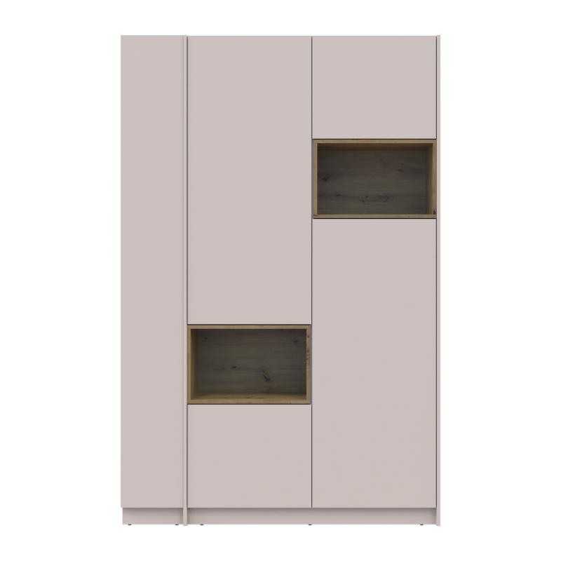 Шкаф для одежды с нишей и этажеркой Дэйл Кашемир/Дуб Артизан 2 ДСП 143.2х52х220 (44900336)