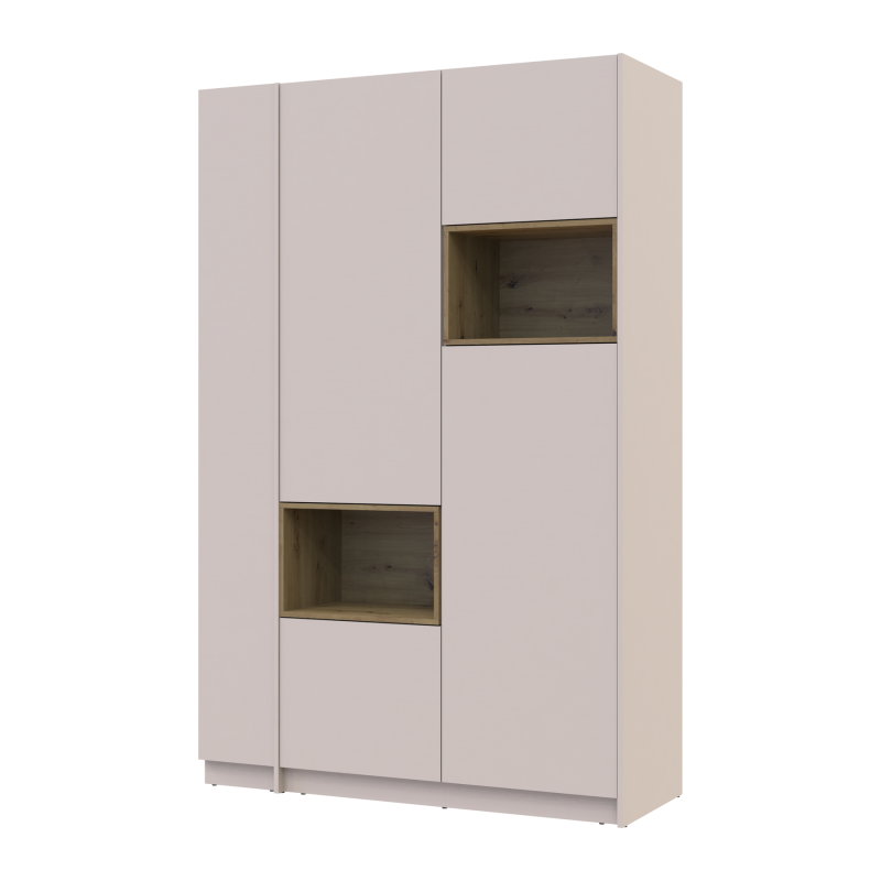 Шкаф для одежды с нишей и этажеркой Дэйл Кашемир/Дуб Артизан 2 ДСП 143.2х52х220 (44900336)