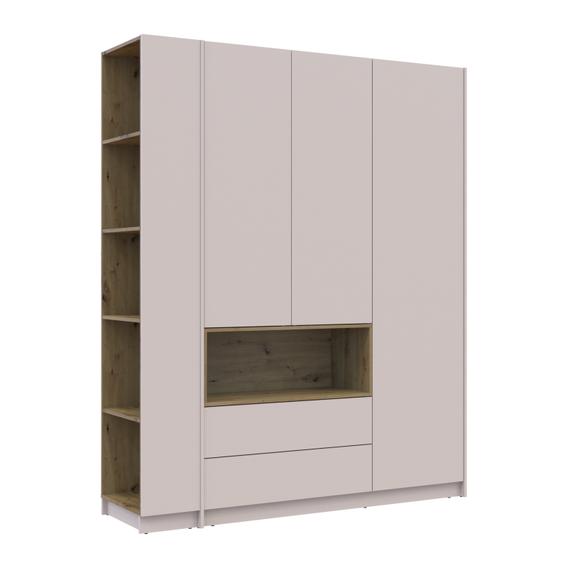 Шкаф для одежды с нишей и этажеркой Дейл Кашемир/Дуб Артизан 3 ДСП 178х52х220 (44900338)