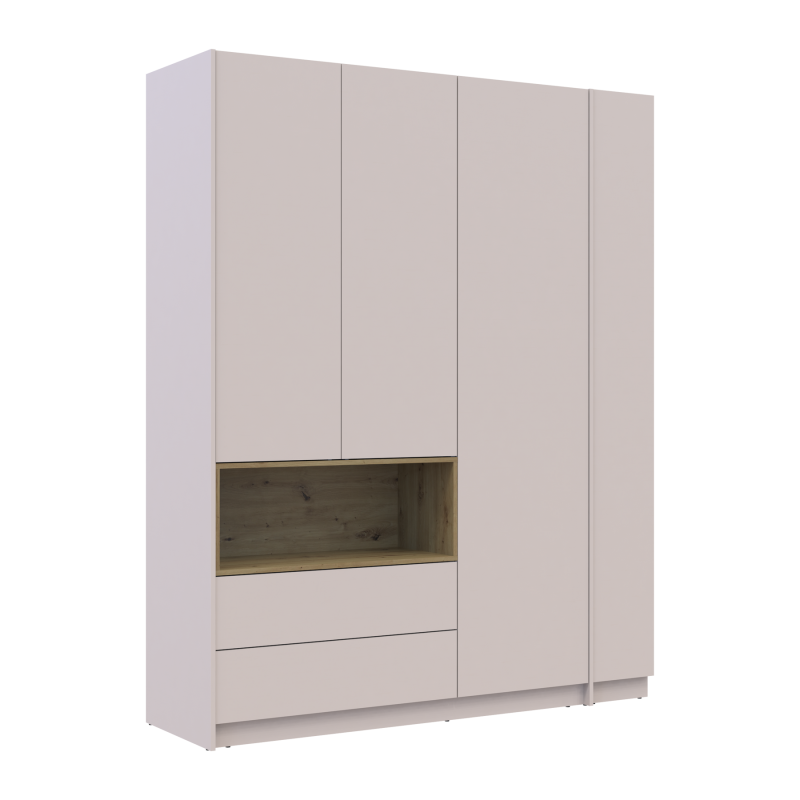 Шкаф для одежды с нишей и этажеркой Дейл Кашемир/Дуб Артизан 3 ДСП 178х52х220 (44900338)