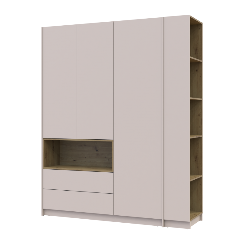 Шкаф для одежды с нишей и этажеркой Дейл Кашемир/Дуб Артизан 3 ДСП 178х52х220 (44900338)