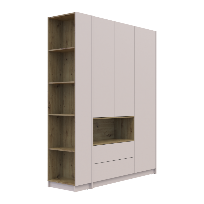 Шкаф для одежды с нишей и этажеркой Дейл Кашемир/Дуб Артизан 3 ДСП 178х52х220 (44900338)