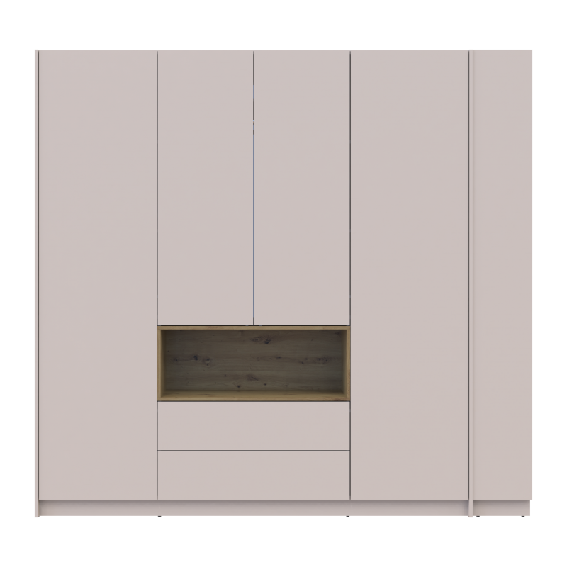 Шкаф для одежды с нишей и этажеркой Дэйл Кашемир/Дуб Артизан 4 ДСП 234х52х220 (44900340)