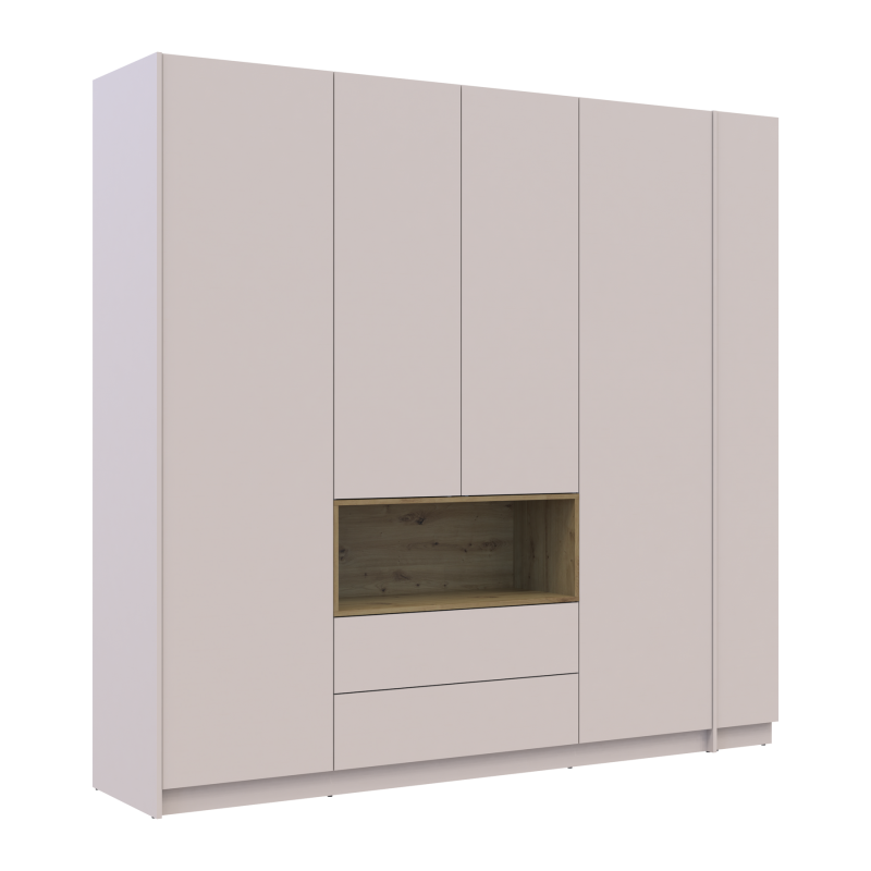 Шкаф для одежды с нишей и этажеркой Дэйл Кашемир/Дуб Артизан 4 ДСП 234х52х220 (44900340)