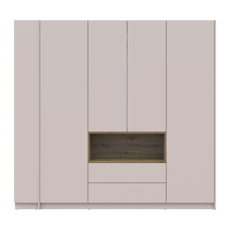 Шкаф для одежды с нишей и этажеркой Дэйл Кашемир/Дуб Артизан 4 ДСП 234х52х220 (44900340)