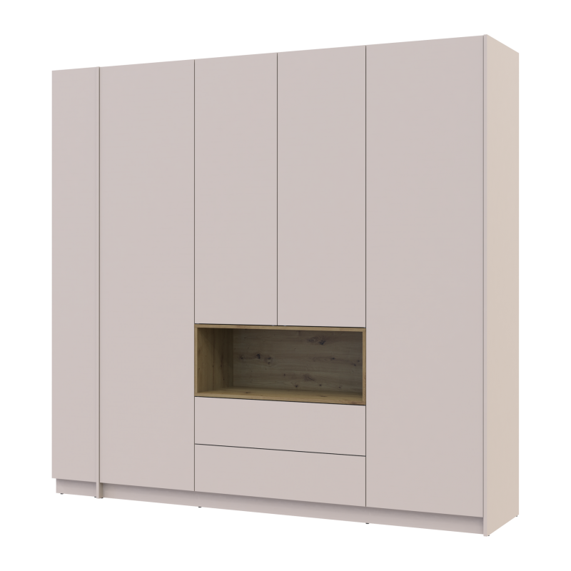 Шкаф для одежды с нишей и этажеркой Дэйл Кашемир/Дуб Артизан 4 ДСП 234х52х220 (44900340)