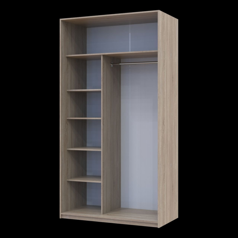 Шкаф купе Сити Лайт Слим Дуб Сонома Стекло Черное 120х60х225 (44900313)