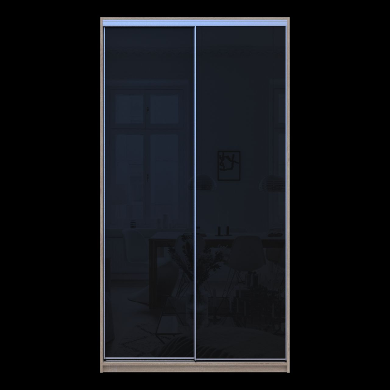 Шкаф купе Сити Лайт Слим Дуб Сонома Стекло Черное 120х45х225 (44900310)