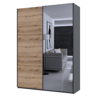 Шкаф купе G-Caiser Графит / Дуб Эвок 1 ДСП / 1 зеркало / 3 части 180х60х240 (80737749)
