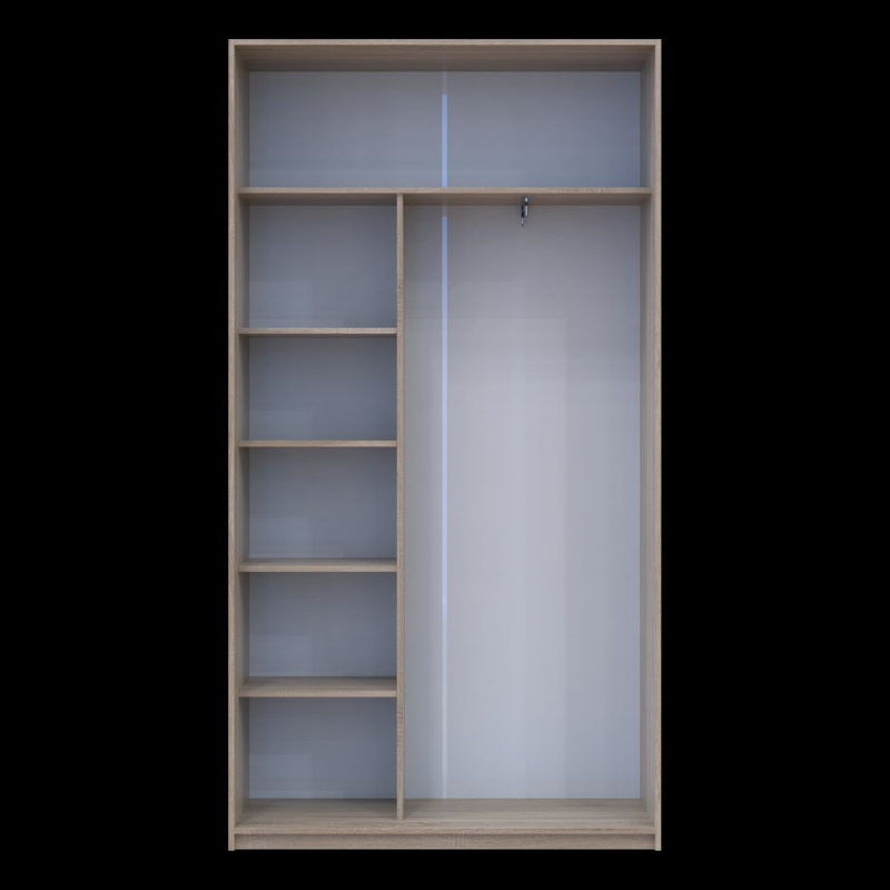 Шкаф купе Сити Лайт Слим Дуб Сонома Стекло Черное 120х45х225 (44900310)