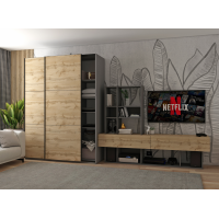 Шафа купе G-Caiser Графіт Дуб Євок 2 ДСП 160х60х240 (42005074)