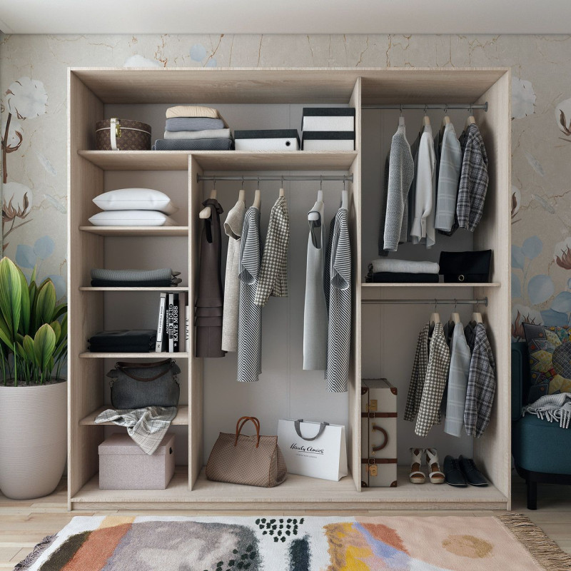 Шкаф купе Сити Лайт Дуб сонома 3 ДСП 225х60х225 (42002137)