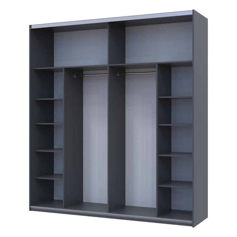 Шкаф купе G-Caiser Графит/Графит вставка Дуб Эвок 2 ДСП /5 частей 220х60х240 (44900285)