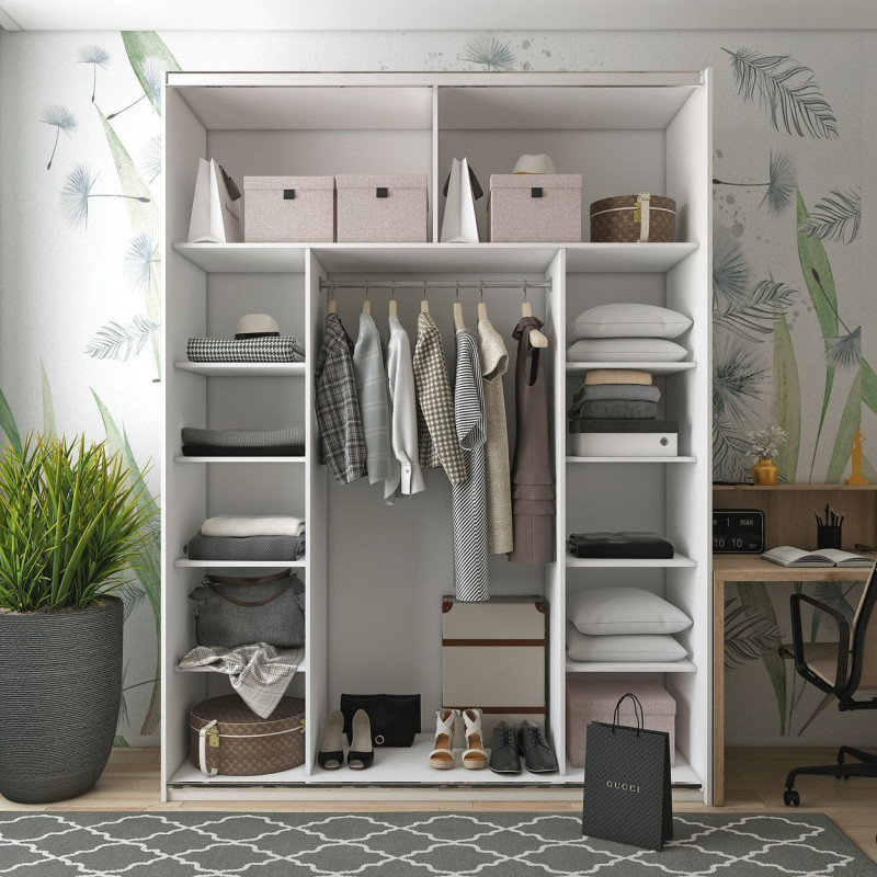 Шкаф купе G-Caiser Белый Графит 1 ДСП / 1 зеркало 180х60х240 (42005092)