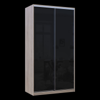 Шкаф купе Сити Лайт Слим Дуб Сонома Стекло Черное 120х60х225 (44900313)