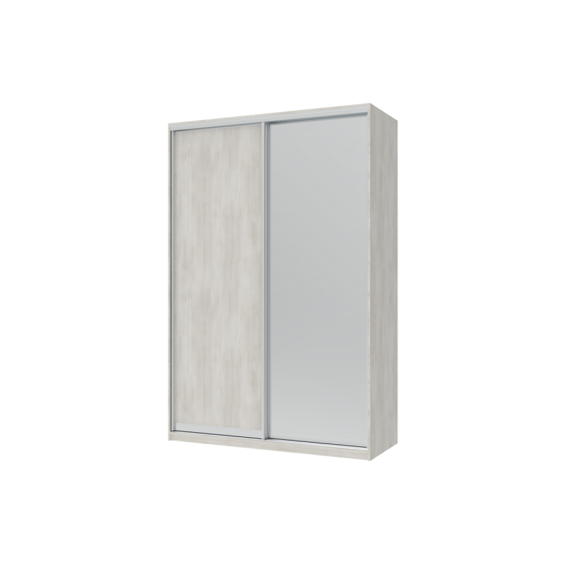 Шкаф купе Сити Лайт Белое дерево 1 ДСП / 1 Зеркало 150х60х225 (42002062)