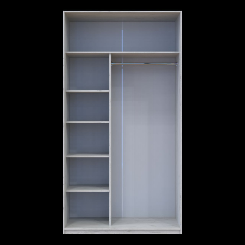 Шкаф купе Сити Лайт Слим Белое Дерево Стекло Черное 120х60х225 (44900298)