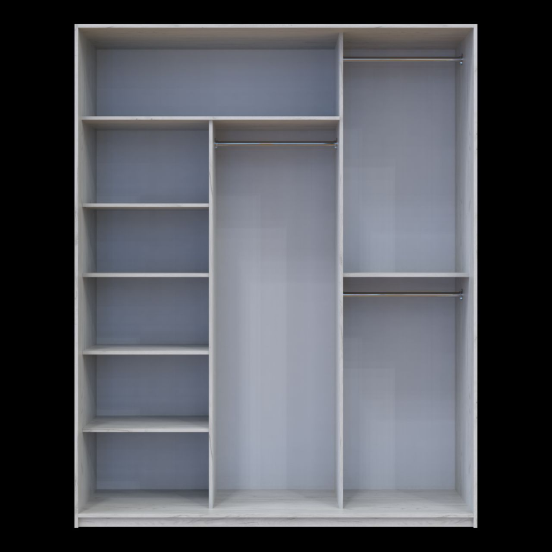 Шкаф купе Сити Лайт Слим Белое Дерево Стекло Черное 180х60х225 (44900305)