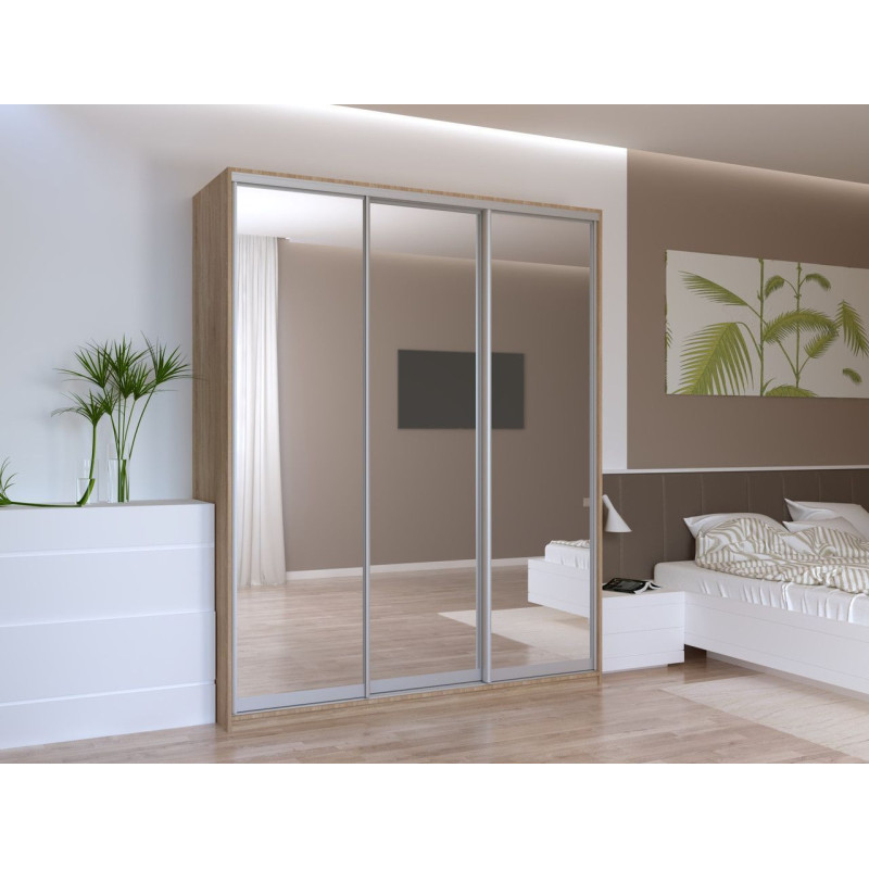 Шкаф купе Сити Лайт Дуб Cонома 3 Зеркала 180х60х225 (42002057)