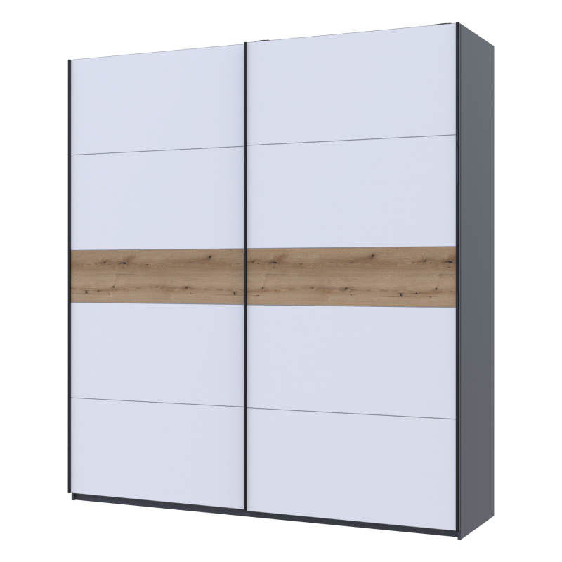 Шкаф купе G-Caiser Графит/Белый вставка Дуб Эвок 2 ДСП /5 частей 220х60х240 (44900286)