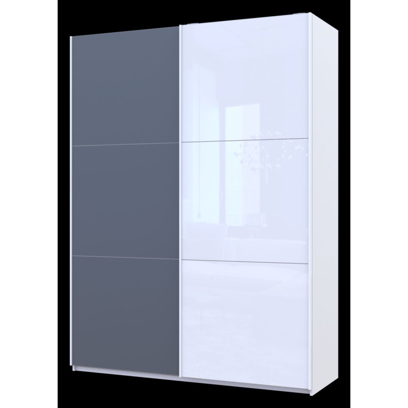 Шкаф купе G-Caiser Белый Графит/Белый 1 ДСП / 1 стекло / 3 части 180х60х240 (42005094)