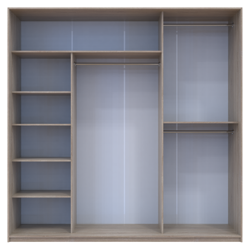 Шкаф купе Сити Лайт Дуб сонома 2 ДСП / 1 Зеркало 225х60х225 (42002135)