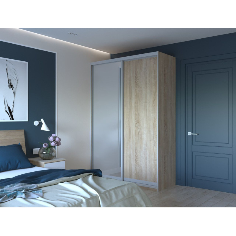 Шкаф купе Сити Лайт Дуб Cонома 1 ДСП / 1 Зеркало 150х60х225 (42002039)