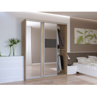 Шкаф купе Сити Лайт Дуб Cонома 1 ДСП / 2 Зеркала 180х60х225 (44900030)