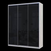 Шкаф купе Сити Лайт Слим Белое Дерево Стекло Черное 180х60х225 (44900305)