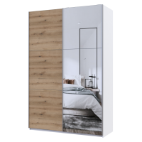 Шкаф купе G-Caiser Белый Дуб Евок 1 ДСП / 1 Зеркало 160х60х240 (42005071)