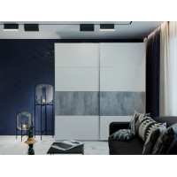 Шкаф купе G-Caiser Графит / Белый вставка Бетон 2 ДСП / 4 части 220х60х240 (42001013)