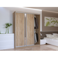 Шкаф купе Сити Лайт Дуб Cонома 2 ДСП / 1 Зеркало 180х60х225 (41070010)