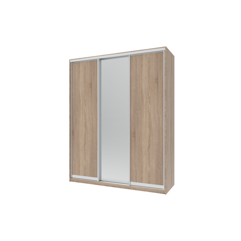 Шкаф купе Сити Лайт Дуб Cонома 2 ДСП / 1 Зеркало 180х60х225 (41070010)