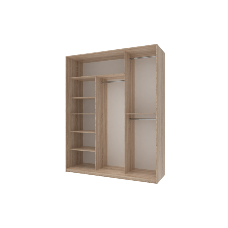 Шкаф купе Сити Лайт Дуб Cонома 1 ДСП / 2 Зеркала 180х60х225 (44900030)