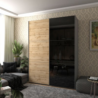 Шкаф купе G-Caiser Графит / Дуб Эвок 1 ДСП / 1 Стекло / 3 части 180х60х240 (42005015)