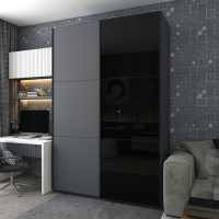 Шкаф купе G-Caiser Графит Графит/Черный 1 ДСП / 1 стекло / 3 части 180х60х240 (42005091)