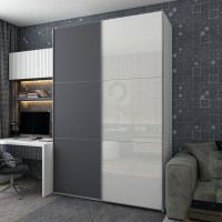 Шкаф купе G-Caiser Белый Графит/Белый 1 ДСП / 1 стекло / 3 части 180х60х240 (42005094)