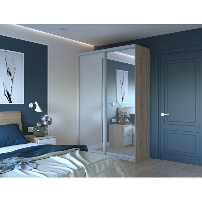 Шкаф купе Сити Лайт Дуб Cонома 2 Зеркала 150х60х225 (44900073)