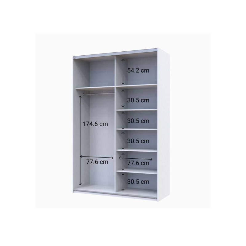 Шкаф купе G-Caiser Белый Графит 1 ДСП / 1 зеркало / 3 части 160х60х240 (42005086)