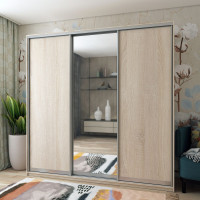 Шкаф купе Сити Лайт Дуб сонома 2 ДСП / 1 Зеркало 225х60х225 (42002135)