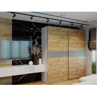 Шкаф купе G-Caiser Белый / Тахо вставка Графит 2 ДСП / 5 частей 220х60х240 (42001009)