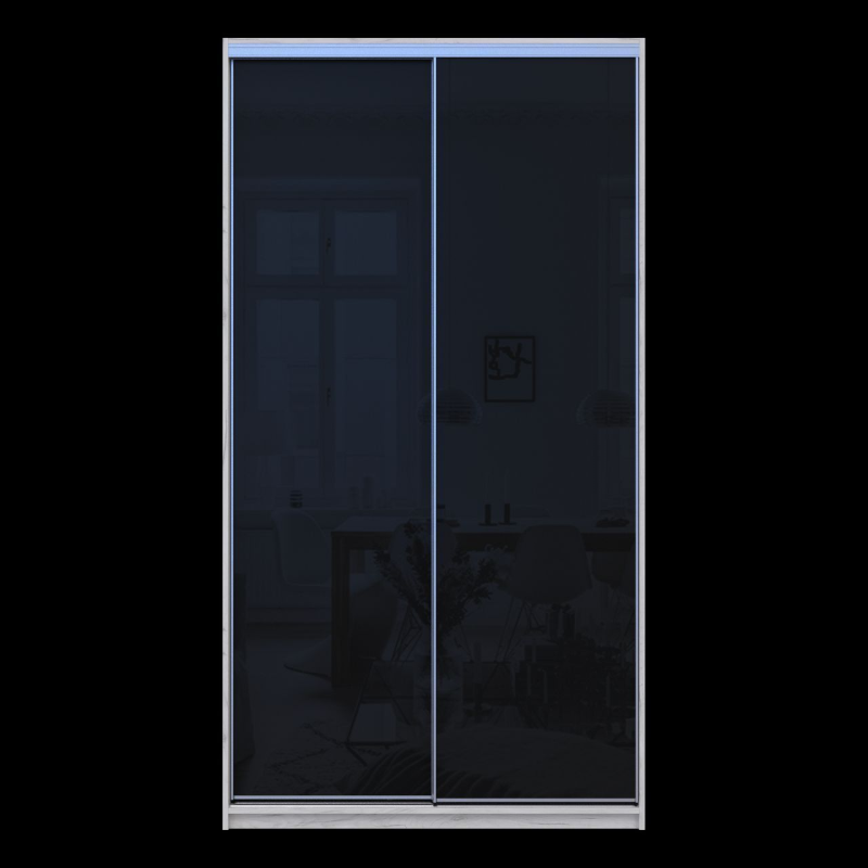 Шкаф купе Сити Лайт Слим Белое Дерево Стекло Черное 120х60х225 (44900298)