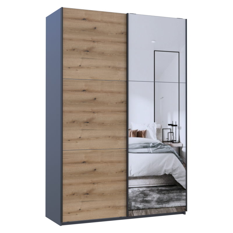 Шкаф купе G-Caiser Графит Дуб Евок 1 ДСП / 1 Зеркало 160х60х240 (42005072)