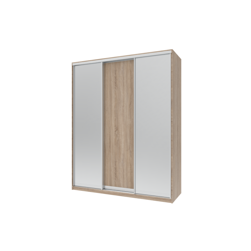 Шкаф купе Сити Лайт Дуб Cонома 1 ДСП / 2 Зеркала 180х60х225 (44900030)