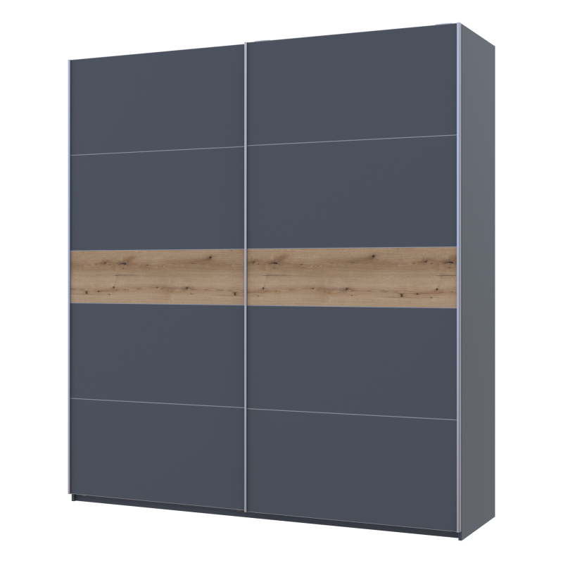 Шкаф купе G-Caiser Графит/Графит вставка Дуб Эвок 2 ДСП /5 частей 220х60х240 (44900285)