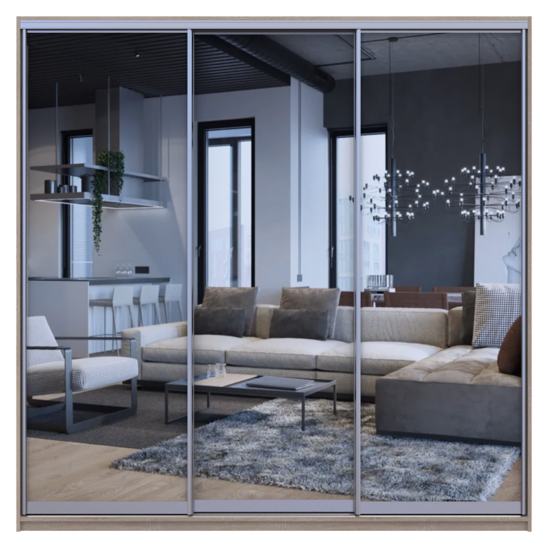 Шкаф купе Сити Лайт Дуб сонома 3 Зеркала 225х60х225 (42002138)